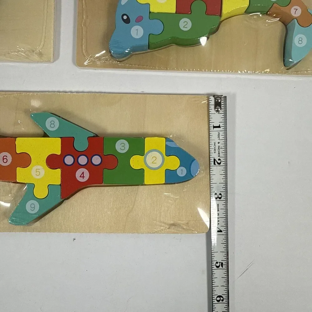 Pack of 8 - Wooden 3D Jigsaw Puzzles With Numbers To Teach Young Ones